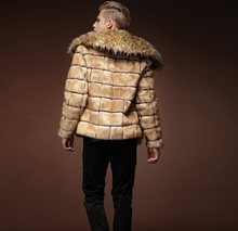 Men's Luxury Faux Fox Fur Winter Jacket