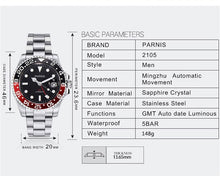 Parnis 40mm Watch Men Automatic Mechanical waterproof /F