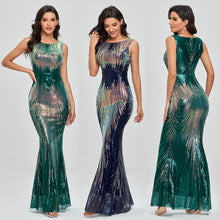 Sleeveless O-neck Evening Party Dress Shinning Sequins Mermaid /8