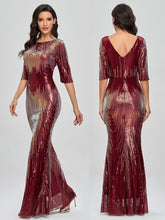 Sleeveless O-neck Evening Party Dress Shinning Sequins Mermaid /8
