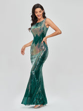Sleeveless O-neck Evening Party Dress Shinning Sequins Mermaid /8
