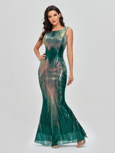 Sleeveless O-neck Evening Party Dress Shinning Sequins Mermaid /8