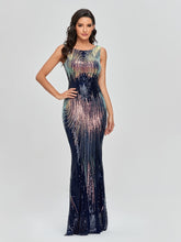 Sleeveless O-neck Evening Party Dress Shinning Sequins Mermaid /8