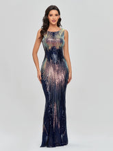 Sleeveless O-neck Evening Party Dress Shinning Sequins Mermaid /8