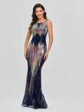 Sleeveless O-neck Evening Party Dress Shinning Sequins Mermaid /8