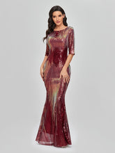 Sleeveless O-neck Evening Party Dress Shinning Sequins Mermaid /8