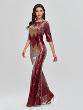Sleeveless O-neck Evening Party Dress Shinning Sequins Mermaid /8