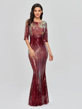 Sleeveless O-neck Evening Party Dress Shinning Sequins Mermaid /8