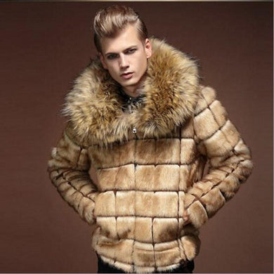 Men's Luxury Faux Fox Fur Winter Jacket