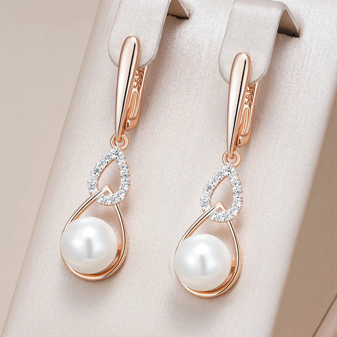 Rose Gold Color Drop English Earrings for Women