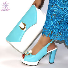 Italian Shoes with Matching Bags Set Decorated with Rhinestone