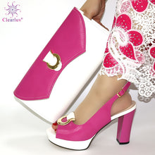 Italian Shoes with Matching Bags Set Decorated with Rhinestone