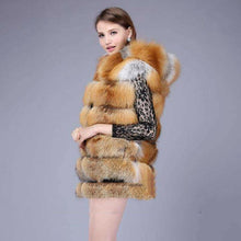 Natural fox fur hooded vest Silver with added hat  European street sty