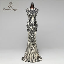 Elegant Long black Sequin Evening Dress /F